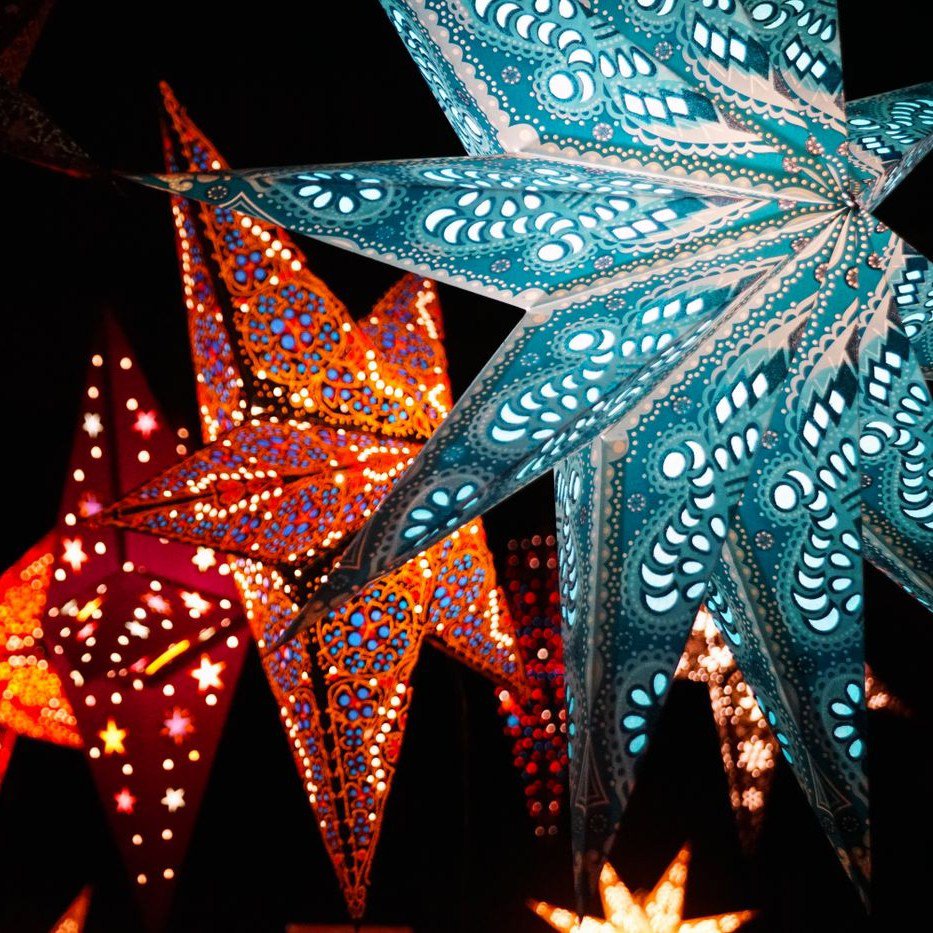 Christmas Star Lanterns – Set of 3 (Mixed Colours)