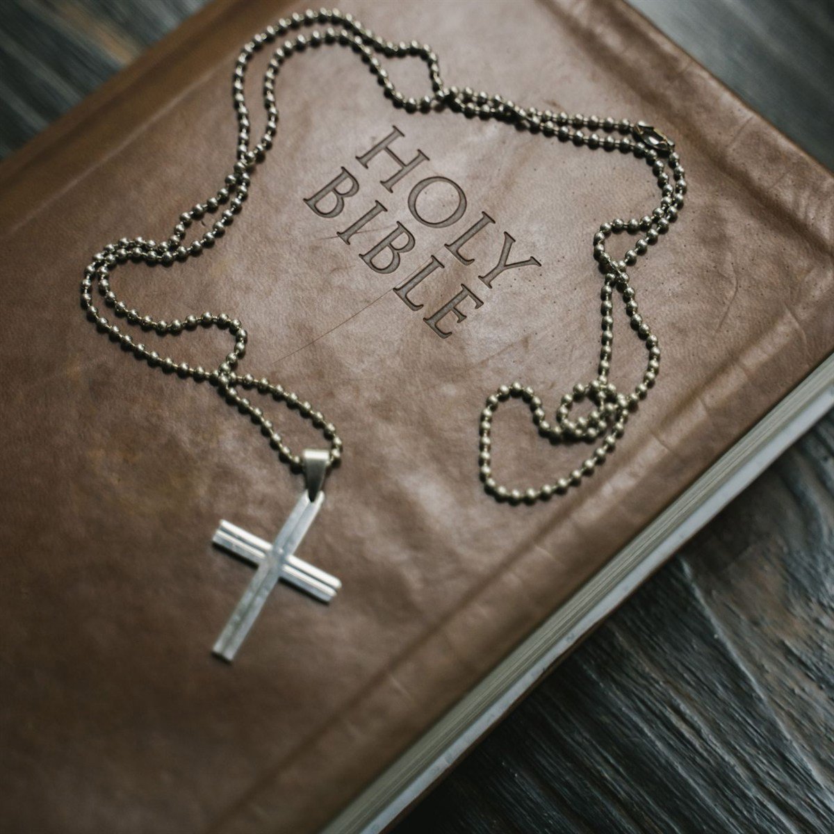 Silver-Tone Cross Pendant with Ball Chain